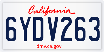 CA license plate 6YDV263