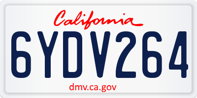 CA license plate 6YDV264
