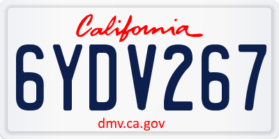 CA license plate 6YDV267
