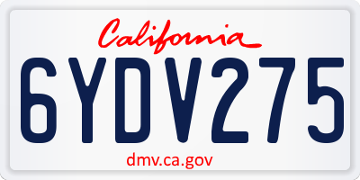 CA license plate 6YDV275