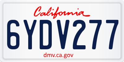 CA license plate 6YDV277