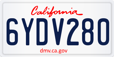 CA license plate 6YDV280
