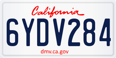 CA license plate 6YDV284