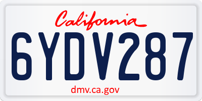 CA license plate 6YDV287