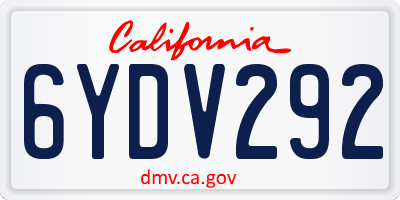 CA license plate 6YDV292