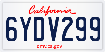 CA license plate 6YDV299