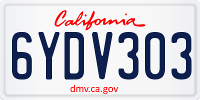 CA license plate 6YDV303