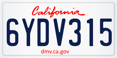 CA license plate 6YDV315