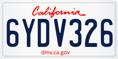 CA license plate 6YDV326