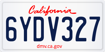 CA license plate 6YDV327