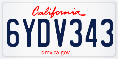 CA license plate 6YDV343