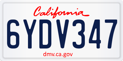 CA license plate 6YDV347