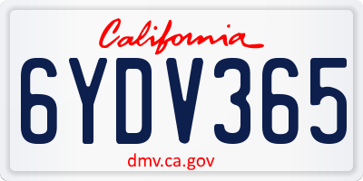 CA license plate 6YDV365