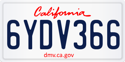 CA license plate 6YDV366