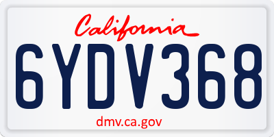 CA license plate 6YDV368