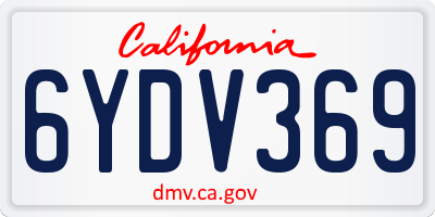 CA license plate 6YDV369