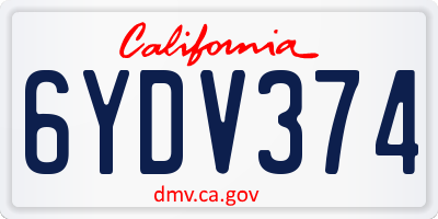CA license plate 6YDV374