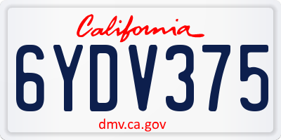 CA license plate 6YDV375