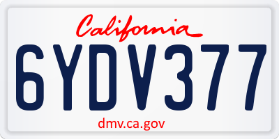 CA license plate 6YDV377