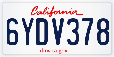 CA license plate 6YDV378