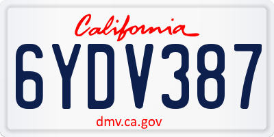 CA license plate 6YDV387