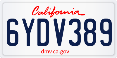 CA license plate 6YDV389