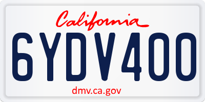 CA license plate 6YDV400