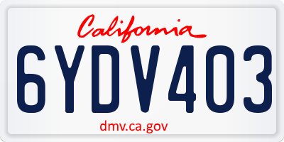 CA license plate 6YDV403