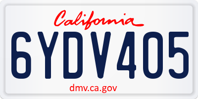 CA license plate 6YDV405