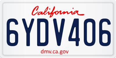 CA license plate 6YDV406