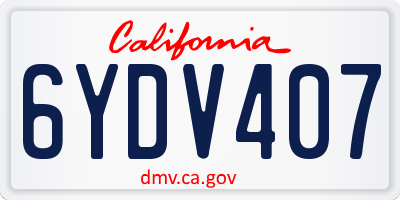 CA license plate 6YDV407