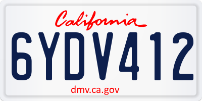 CA license plate 6YDV412