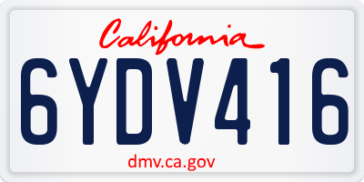 CA license plate 6YDV416
