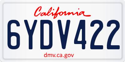 CA license plate 6YDV422