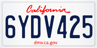 CA license plate 6YDV425