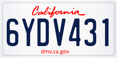 CA license plate 6YDV431