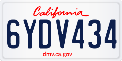 CA license plate 6YDV434