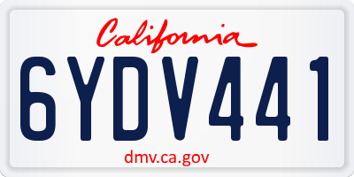 CA license plate 6YDV441