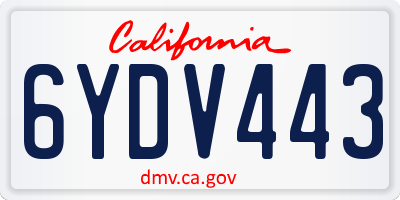 CA license plate 6YDV443