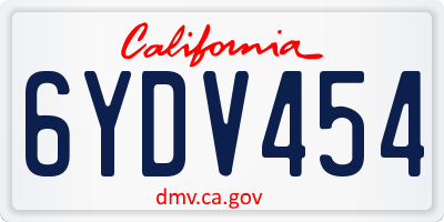 CA license plate 6YDV454