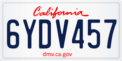 CA license plate 6YDV457