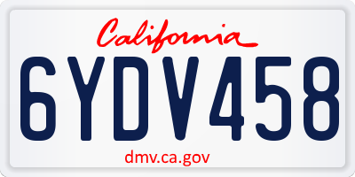 CA license plate 6YDV458