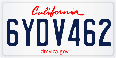 CA license plate 6YDV462