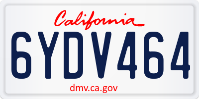 CA license plate 6YDV464