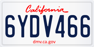 CA license plate 6YDV466