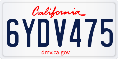 CA license plate 6YDV475