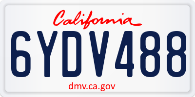 CA license plate 6YDV488