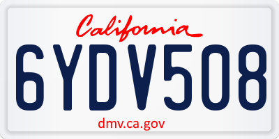 CA license plate 6YDV508