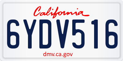 CA license plate 6YDV516