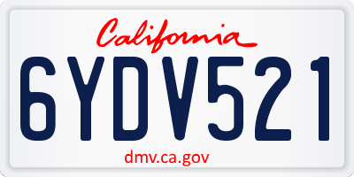 CA license plate 6YDV521